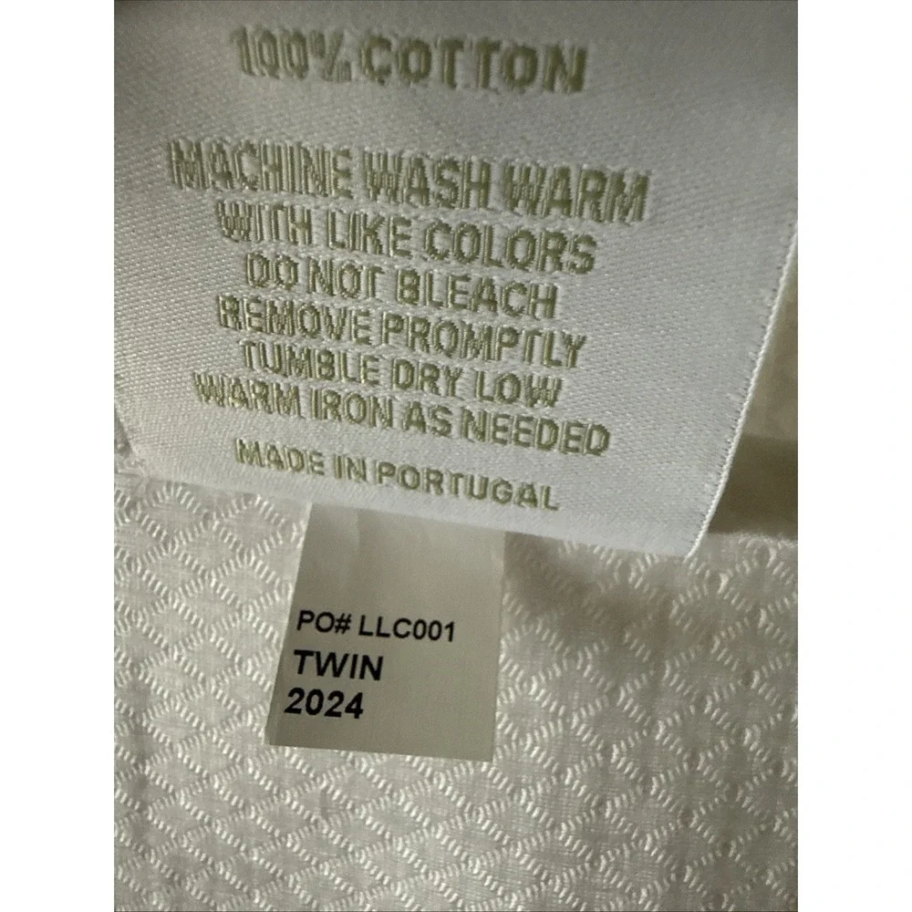 Look Linen Co Twin Banded Duvet Cover White Pink Trim‎ Cotton Portugal Luxury